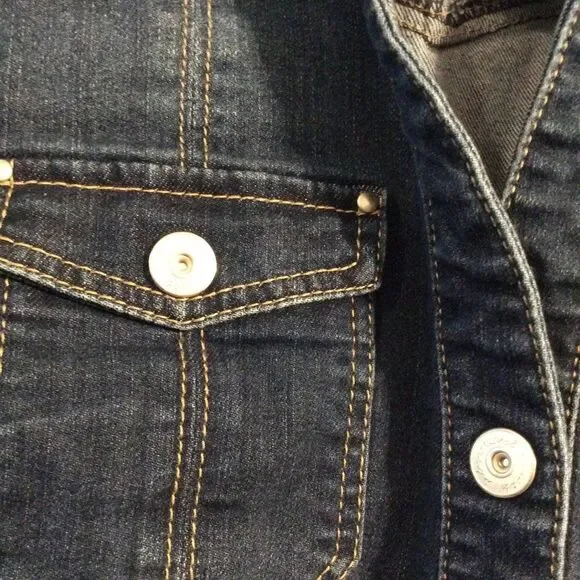 Inc International awesome denim snap up dress womens stretch Size 2 long sleeve - Picture 7 of 8